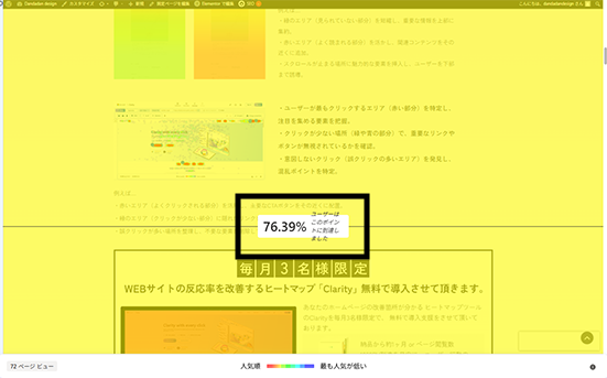 ヒートマップ解析でユーザーがどこまでスクロールしたのかが分かります